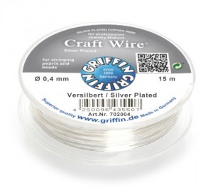 GRIFFIN Craft Wire Проволока посеребренная, 0,4 мм, 15 м, арт.702004